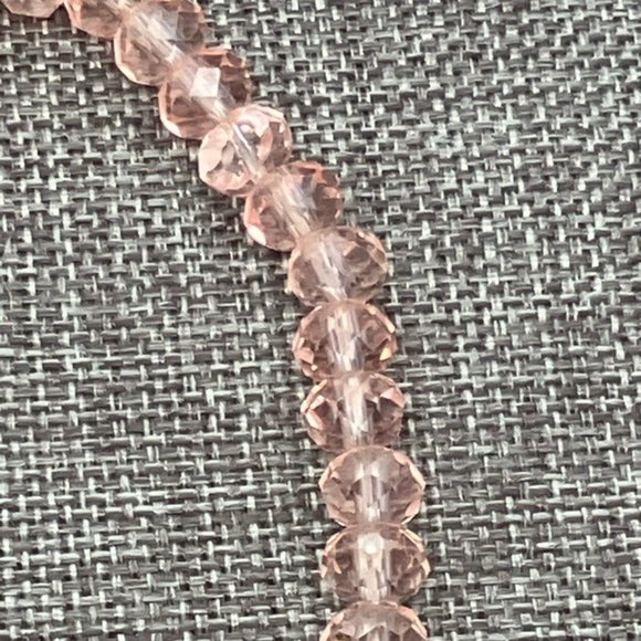 Faceted Beaded Stretch Bracelet Barbie Pale Pink Translucent Ovoid Soft Girl - Picture 3 of 4